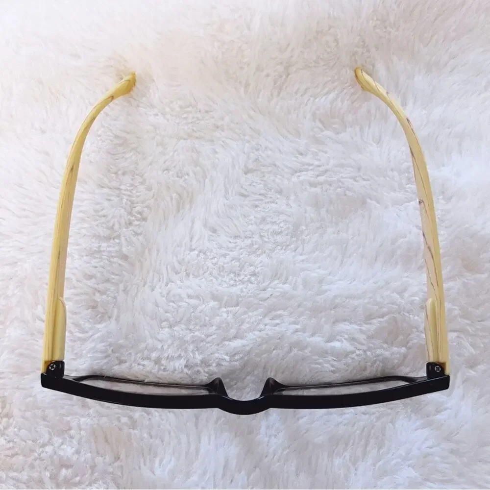 Rory Black & Light Wood Rectangular Reader Glasses